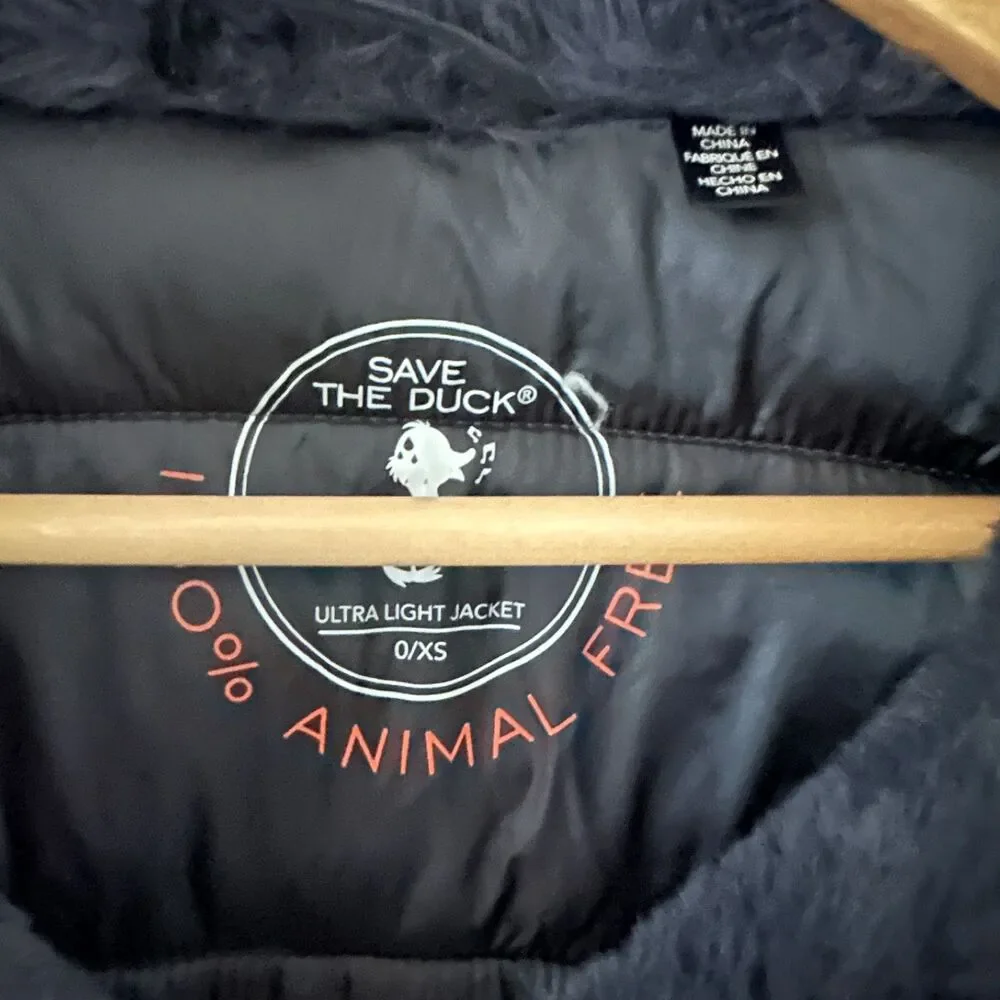 Save the Duck 100% Animal Free Dark Grey Full Zip Long Puffer Jacket Size‎ XS